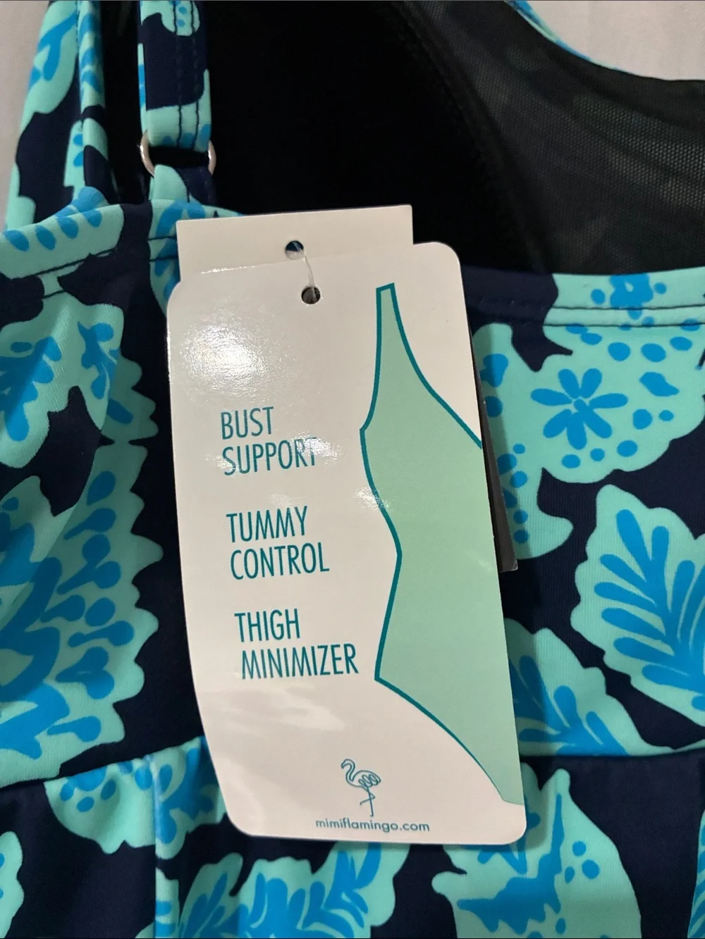 Swim Solutions Blue & Turquoise Floral One-Piece Swimdress - Picture 10 of 11
